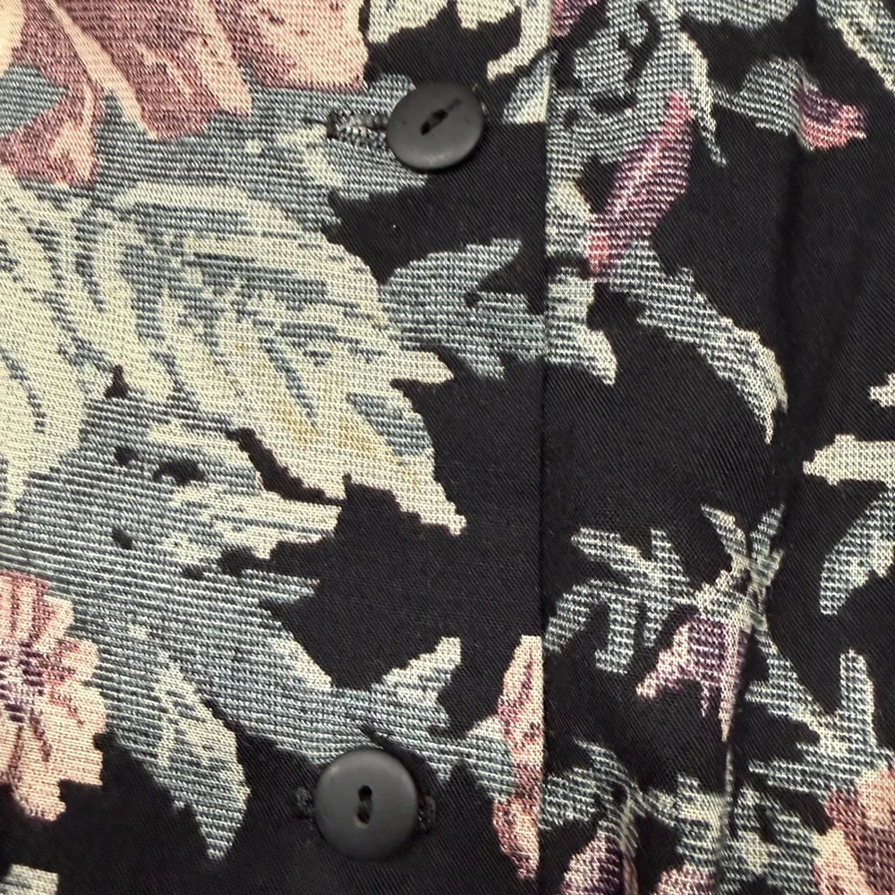 Vintage 90s Floral Midi Dress Union Made USA Size 8 Shoulder Pads - Picture 11 of 15